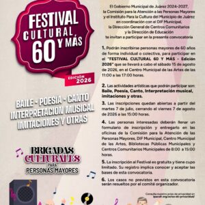 Invitan a participar en el Festival Cultural 60 y Más para Personas Mayores